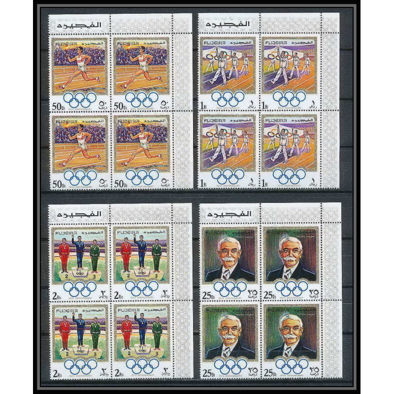049c - Fujeira - MNH ** Mi N°529/532 A jeux olympiques olympic games coubertin bloc 4 munchen 72