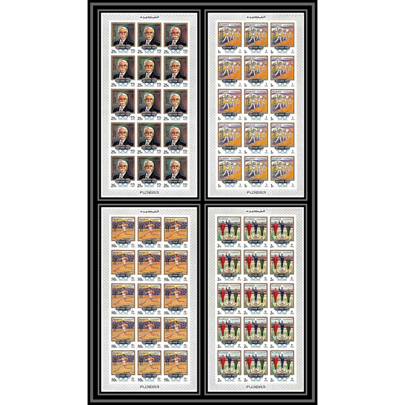 050 Fujeira MNH ** Mi N°533/536 B jeux olympiques olympic games OVERPRINT Non dentelé imperf sheets feuilles