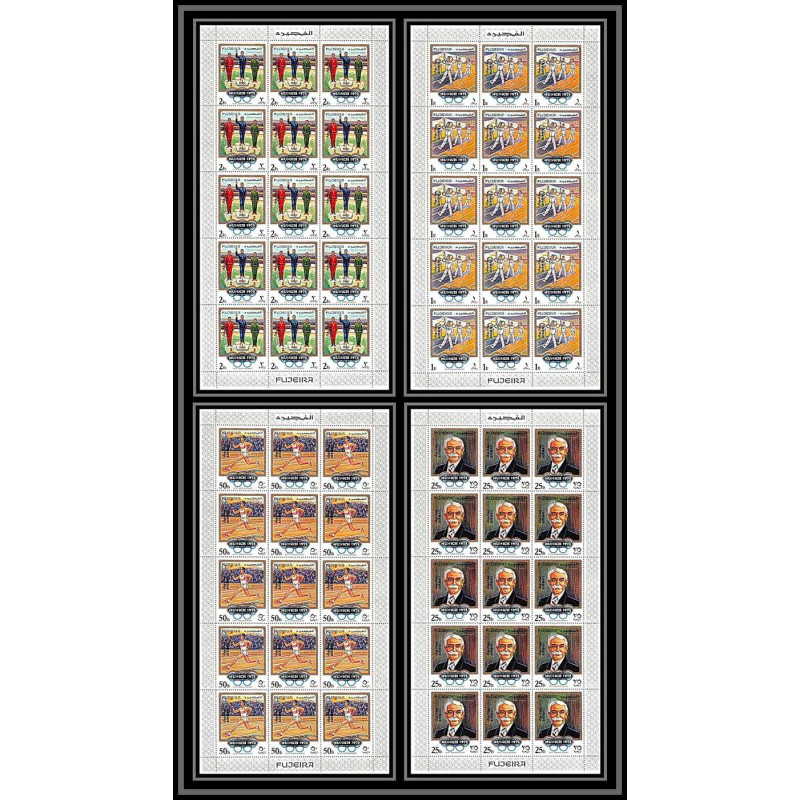 051 - Fujeira - MNH ** Mi N°533/536 A jeux olympiques olympic games OVERPRINT MUNICH 72 feuille complète full sheet