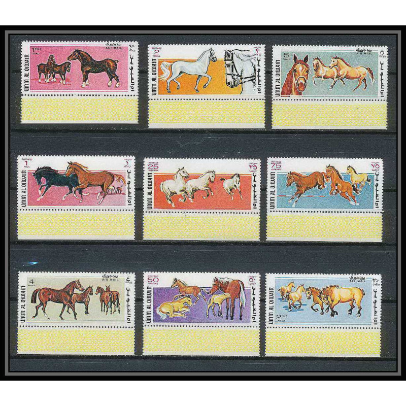 052a - Umm al Qiwain - MNH ** Mi N°314/322 cheval (chevaux horse horses)