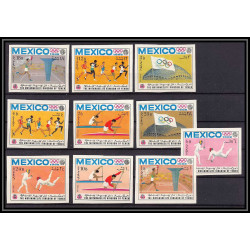 055 - Yemen royaume MNH ** Mi N°493/502 B mexico 68 jeux olympiques olympic games Non dentelé imperf fencing