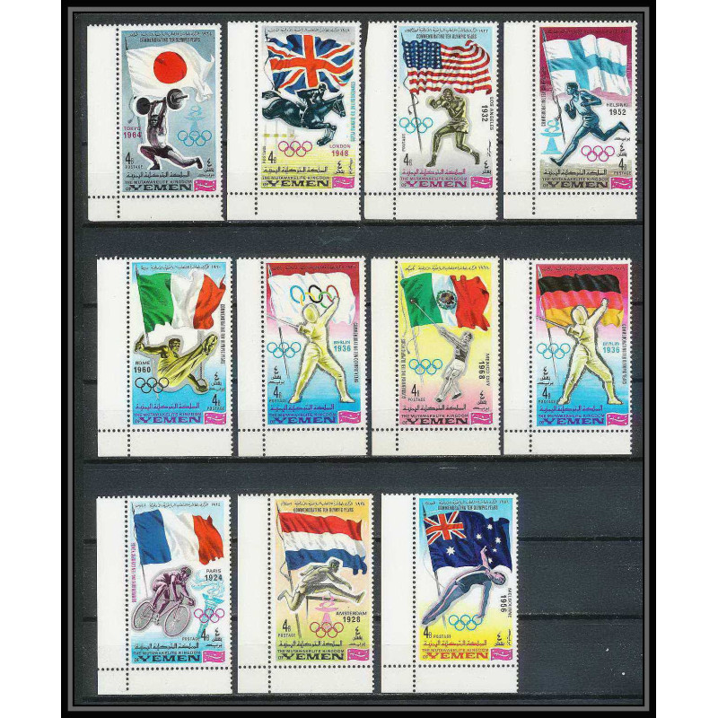 057a - Yemen royaume - MNH ** Mi N°517/527 A jeux olympiques (summer olympic games) escrime fencing velo cheval horse
