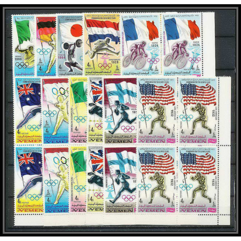 057b - Yemen royaume - MNH **Mi N°517/527 A jeux olympiques (summer olympic games) escrime fencing velo cheval bloc 4