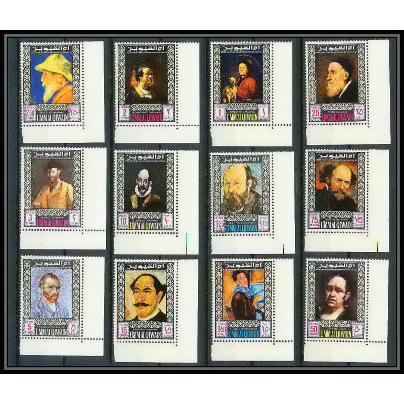 064a - Umm al Qiwain - MNH ** Mi N°198/209 A Tableau (Painting) self portraits van gogh rubens manet