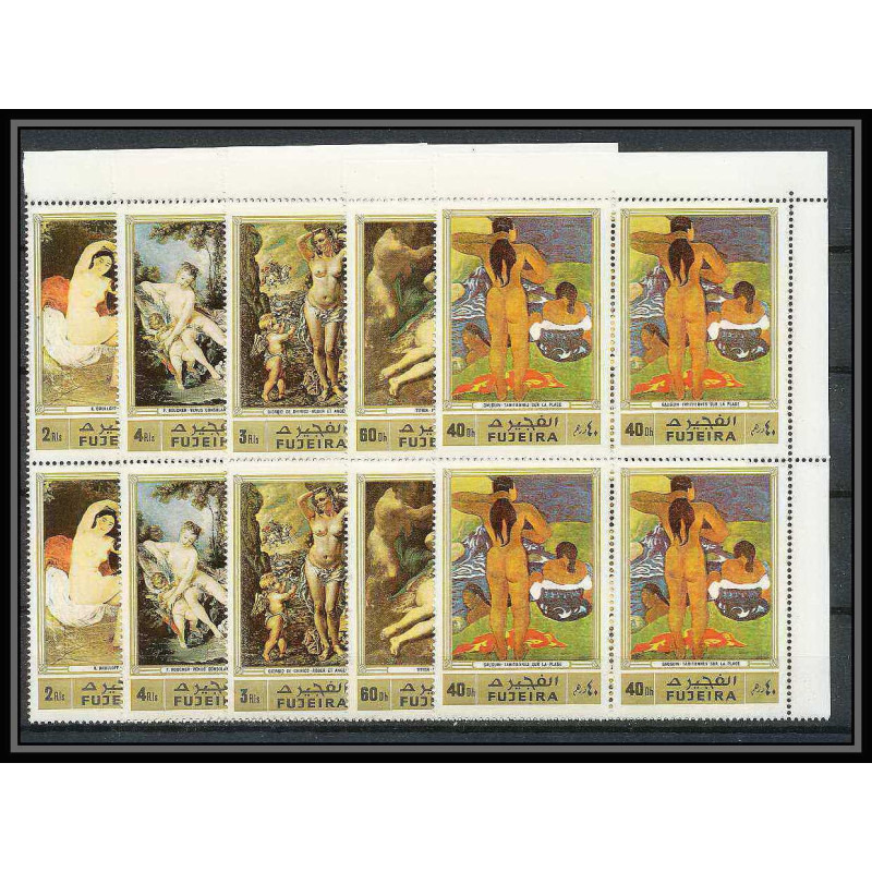 065b - Fujeira - MNH ** Mi N°1006 /1010 A Tableau tableaux gauguin french paintings nus nudes bloc 4