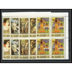 065b - Fujeira - MNH ** Mi N°1006 /1010 A Tableau tableaux gauguin french paintings nus nudes bloc 4