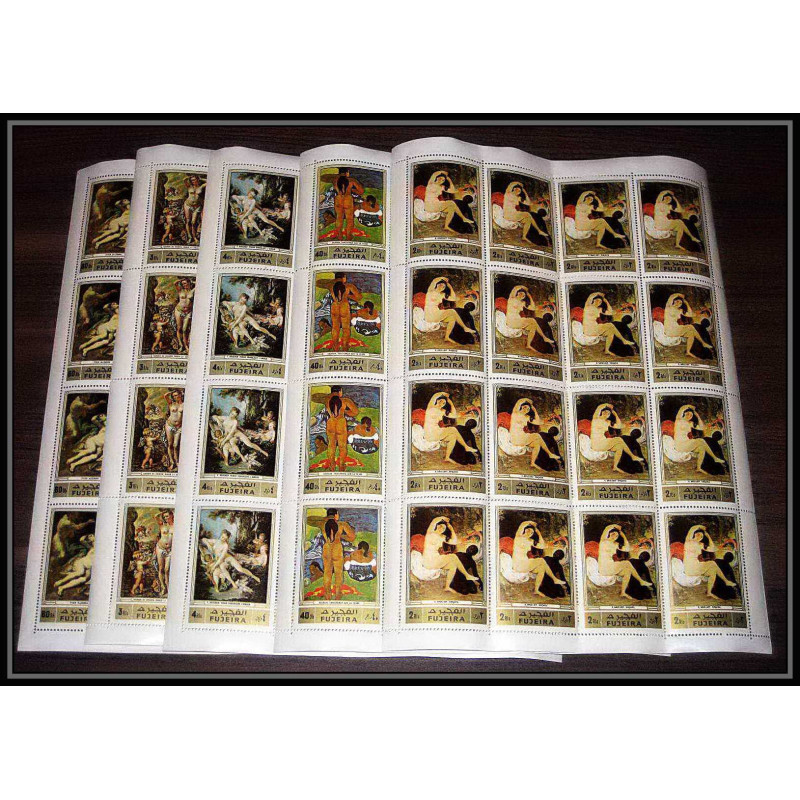 065c - Fujeira - MNH ** Mi N°1006 /1010 A Tableau tableaux gauguin french paintings nus nudes feuilles sheets