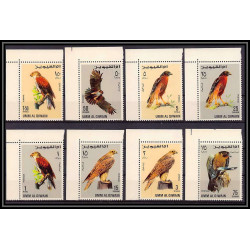 066a - Umm al Qiwain - MNH ** Mi N°225/232 A oiseaux (rapaces) Birds of prey coin de feuille