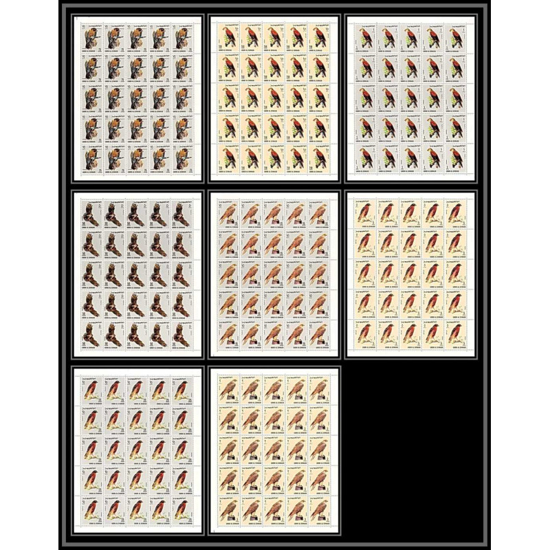 066c - Umm al Qiwain - MNH ** Mi N°225/232 A oiseaux (rapaces) Birds of prey feuilles sheets cote 225 euro