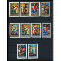 068 - Sharjah - MNH ** Mi N°748/757 B religion life of jesus christ Tableau (Painting) Non dentelé imperf