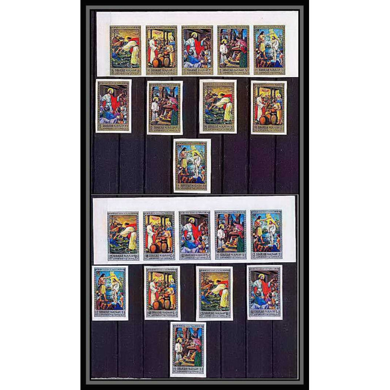 068b - Sharjah - MNH ** Mi N°748/757 B religion life of jesus christ Tableau (Painting)Non dentelé imperf