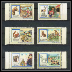 070 - Fujeira - MNH ** Mi N°896/901 A Scout scouting - jamboree scouts and animals aninaux squirrel éléphant horse 