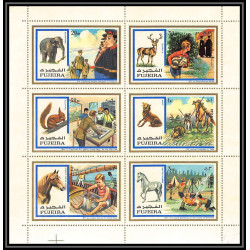 070a - Fujeira - MNH ** Mi N°896/901 A Scout scouting - jamboree scouts and animals aninaux squirrel éléphant horse 