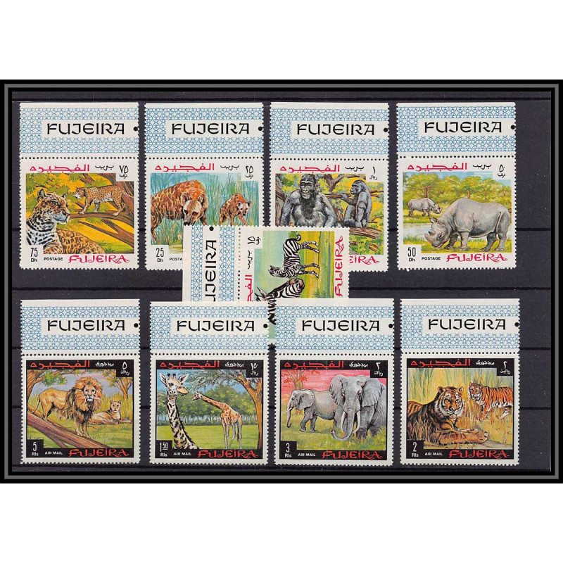 071 - Fujeira - MNH ** Mi N°302/310a animaux (wild animals) lion elephant giraffa tiger rhinoceros