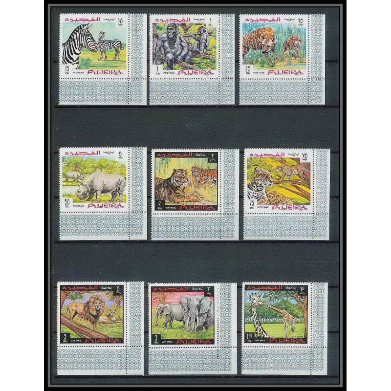 071a - Fujeira - MNH ** Mi N°302/310a animaux (wild animals) lion elephant giraffa tiger rhinoceros
