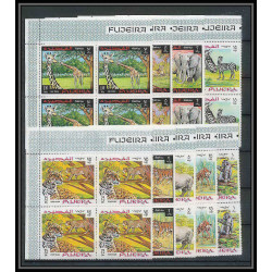 071b - Fujeira - MNH ** Mi N°302/310a animaux (wild animals) lion elephant giraffa tiger rhinoceros bloc 4