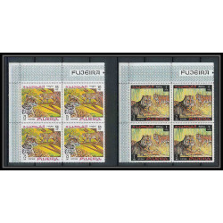 071b - Fujeira - MNH ** Mi N°302/310a animaux (wild animals) lion elephant giraffa tiger rhinoceros bloc 4