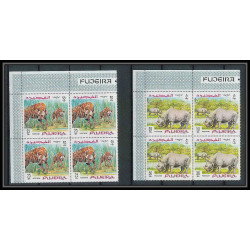 071b - Fujeira - MNH ** Mi N°302/310a animaux (wild animals) lion elephant giraffa tiger rhinoceros bloc 4