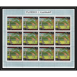 071c - Fujeira - MNH ** Mi N°302/310a animaux (wild animals) lion elephant giraffa tiger rhinoceros feuilles sheets