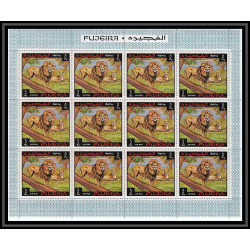 071c - Fujeira - MNH ** Mi N°302/310a animaux (wild animals) lion elephant giraffa tiger rhinoceros feuilles sheets