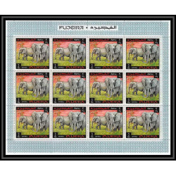 071c - Fujeira - MNH ** Mi N°302/310a animaux (wild animals) lion elephant giraffa tiger rhinoceros feuilles sheets