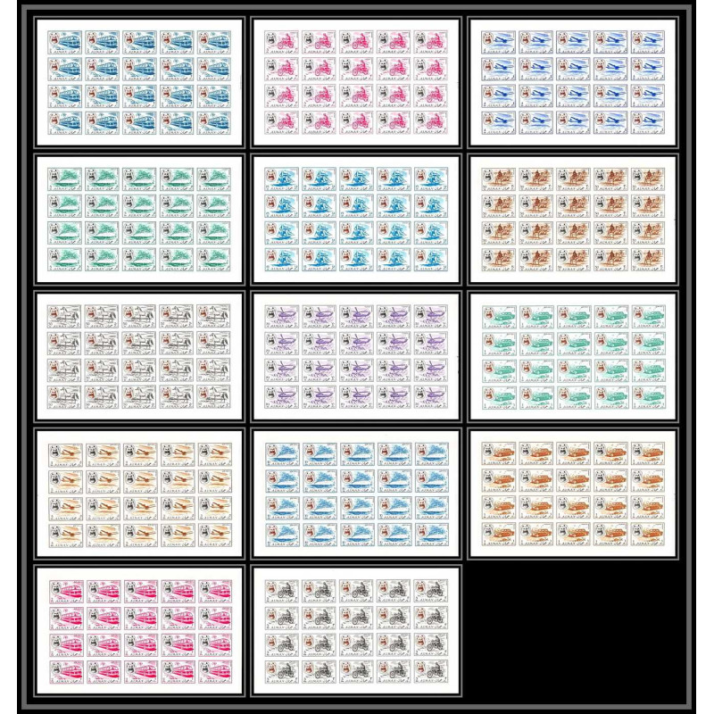 073a - Ajman - MNH ** Mi N°127/140 B Non dentelé imperf means of transport feuilles sheets automobile moto
