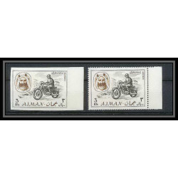 083a - Ajman - MNH ** N°138 A/B Non dentelé imperf + dentelés moto motorbike 