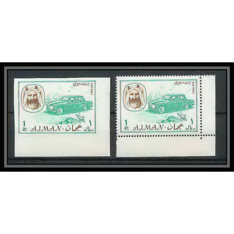 085 - Ajman - MNH ** N°136 A/B Non dentelé imperf + dentelés Voiture ( Cars ) 