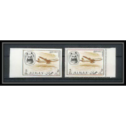 086b - Ajman - MNH ** N°139 A/B Non dentelé imperf + dentelés avion (plane) 