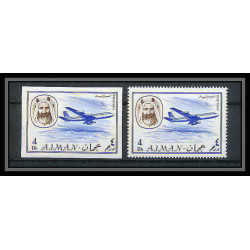 086c - Ajman - MNH ** N°130 A/B Non dentelé imperf + dentelés avion (plane) 