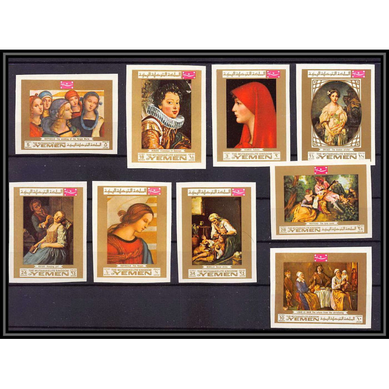 088 - yemen kingdom - MNH ** Mi N°717/725 B Tableau (Painting)s) Non dentelé imperf rubens murillo