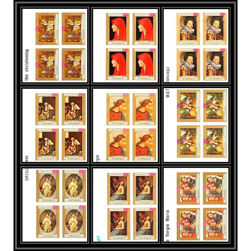 088b - yemen kingdom - MNH ** Mi N°717/725 B Tableau (Painting)s) Non dentelé imperf rubens bloc 4