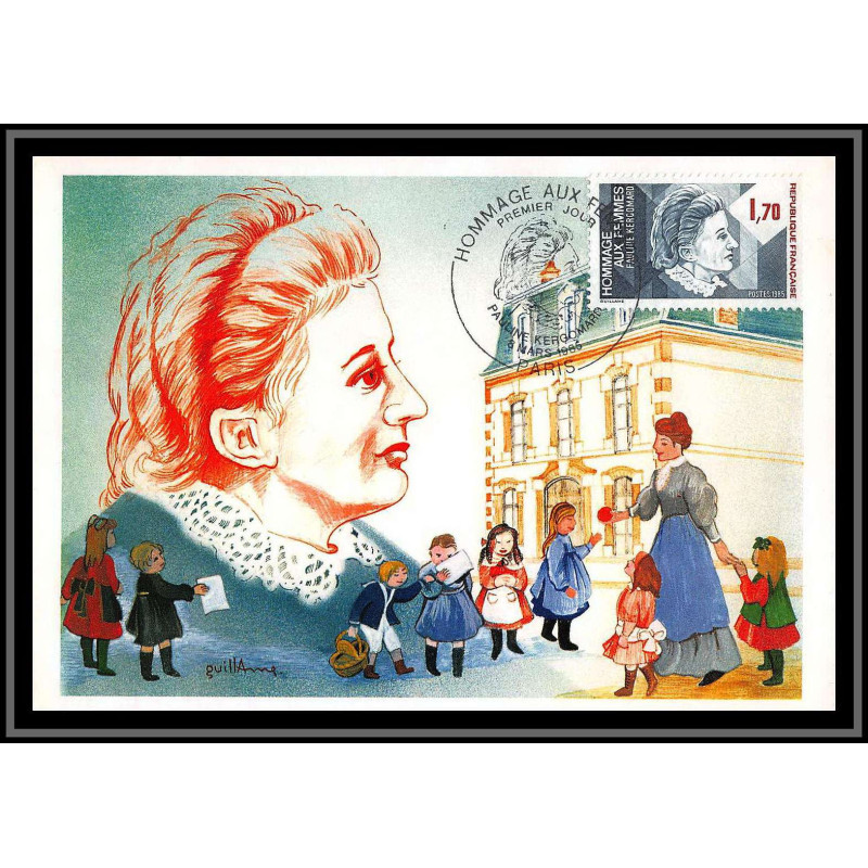 48795 N°2361 Hommage aux femmes Kergomard child ecole maternelle school 1985 France Carte maximum fdc édition CEF