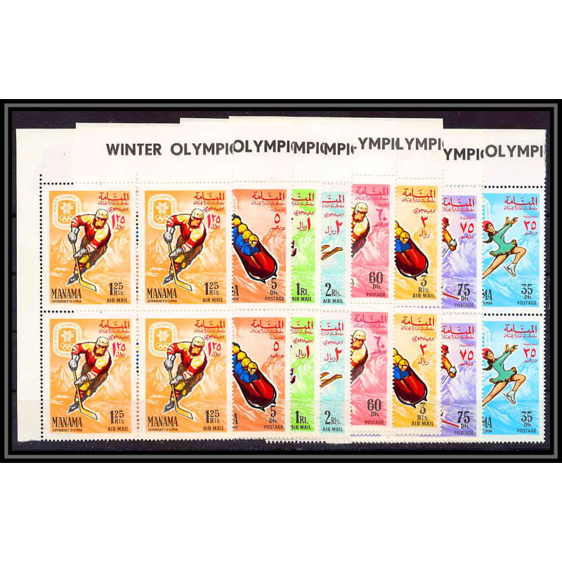 089b - Manama - MNH ** Mi N°47/54 A jeux olympiques olympic games grenoble 1968 bloc 4
