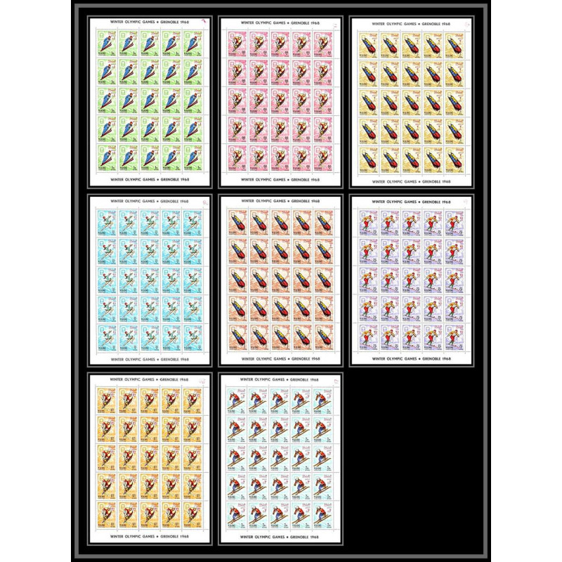089c - Manama - MNH ** Mi N°47/54 A jeux olympiques (winter olympic games) grenoble 1968 feuilles sheets