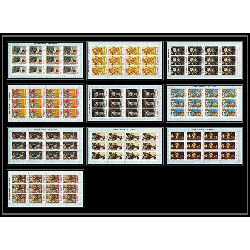 090c Umm al Qiwain MNH ** Mi N°275/284 A peinture (painting) still lifes nature morte van gogh manet feuilles sheets