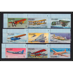 091 - Umm al Qiwain - MNH ** Mi N°296/304 A the history of aviation avion airplane  blériot vulcan coin de feuille