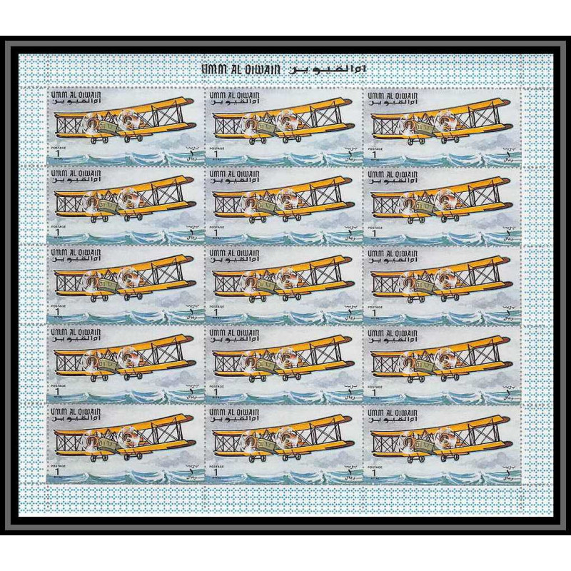 091a - Umm al Qiwain - MNH ** N°298 A the history of aviation avion (plane) feuilles sheets vickers vimy