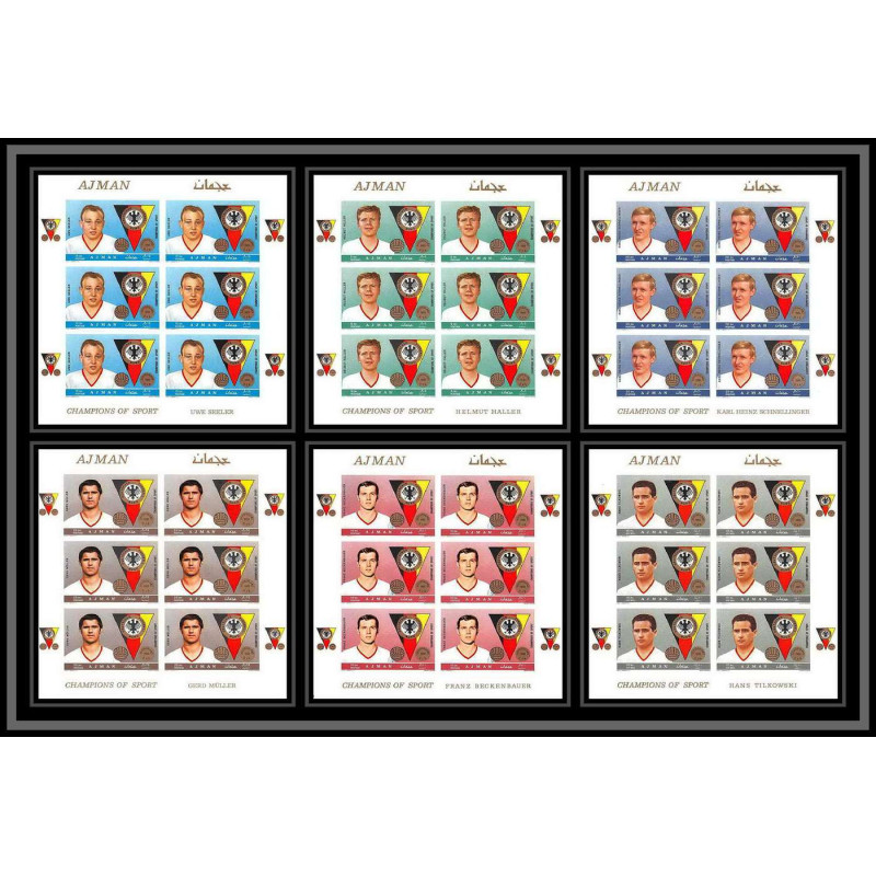092a - AJMAN - Michel N°362/367b german Football soccer Non dentelé imperf ** MNH feuille complete (full sheet)