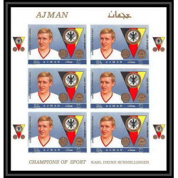092a - AJMAN - Michel N°362/367b german Football soccer Non dentelé imperf ** MNH feuille complete (full sheet)