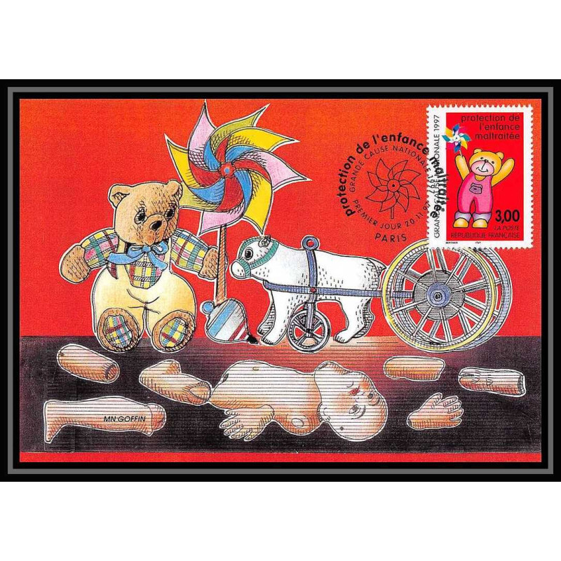 4957/ Carte maximum card France N°3124 Protection de l'enfance maltraitée édition cef fdc 1997 childs