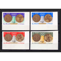 095b - Ajman - MNH ** N°341/344 B jeux olympiques (summer olympic games gold) Mexico 68 Non dentelé imperf