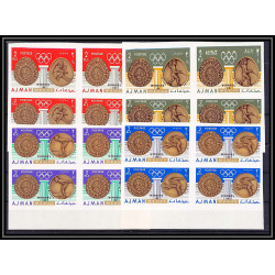 095c - Ajman - MNH ** N°341/344 B jeux olympiques (summer olympic games gold) Mexico 68 Non dentelé imperf