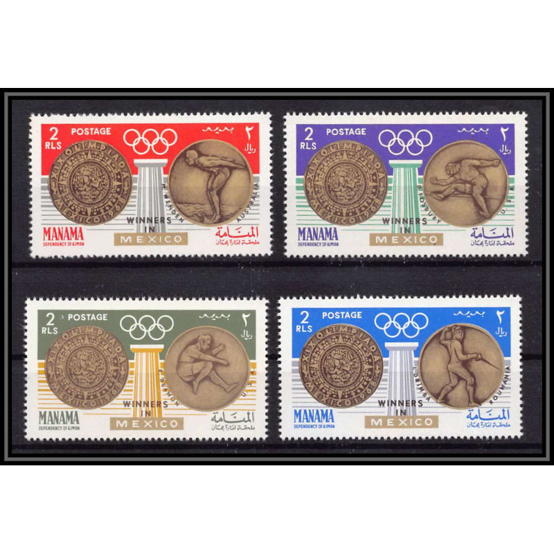 096 - Ajman - MNH ** Mi N°341/344 A jeux olympiques (summer olympic games gold medalists) MEXIICO 1968 