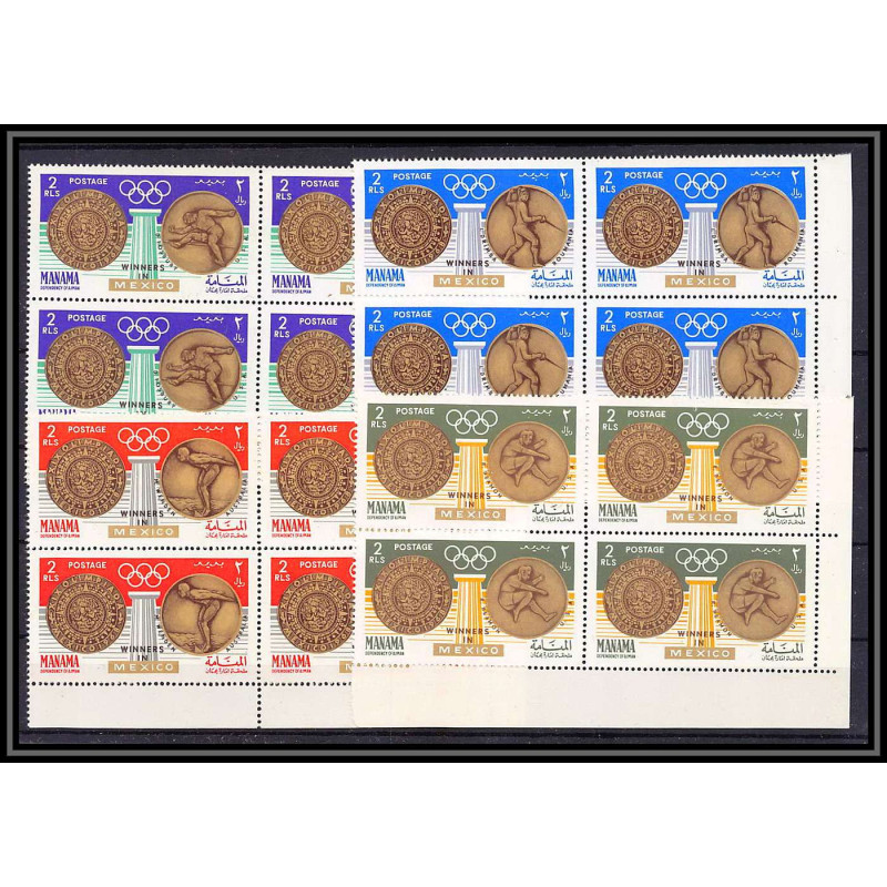 096c - Ajman - MNH ** Mi N°341/344 A jeux olympiques (summer olympic games gold medalists) MEXIICO 1968 bloc 4