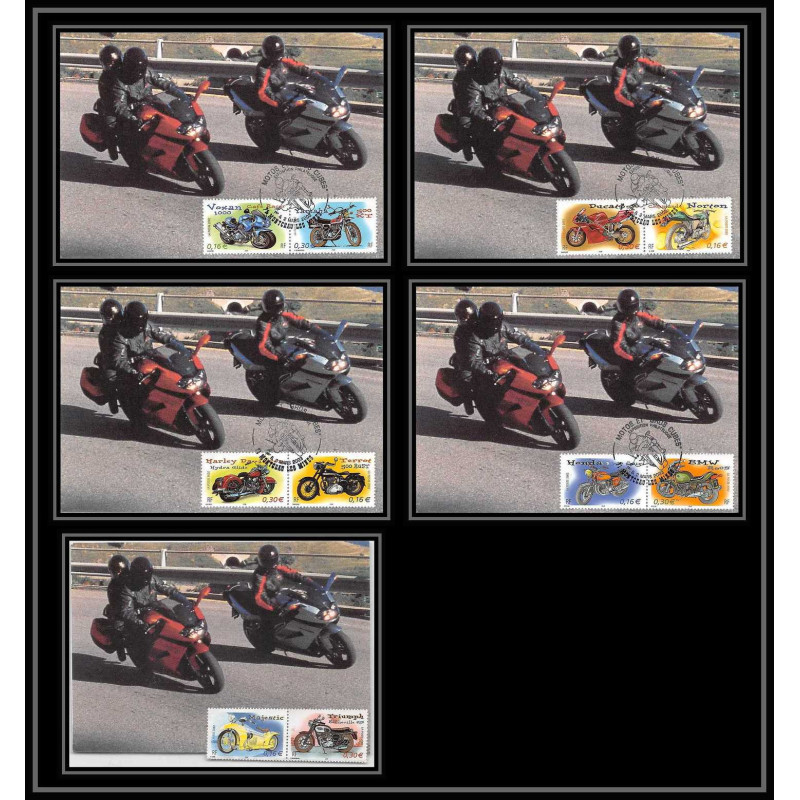 5335/ Carte maximum card France N°3508/3517 motos moto complet édition sans nom fdc 2003 montceau les mines