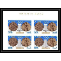 097f - Manama - MNH ** Mi N°121/124 B jeux olympiques olympic games gold medalists Mexico 68 Non dentelé imperf
