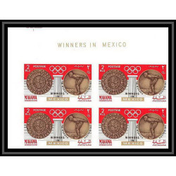 097f - Manama - MNH ** Mi N°121/124 B jeux olympiques olympic games gold medalists Mexico 68 Non dentelé imperf