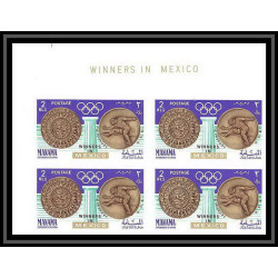097f - Manama - MNH ** Mi N°121/124 B jeux olympiques olympic games gold medalists Mexico 68 Non dentelé imperf
