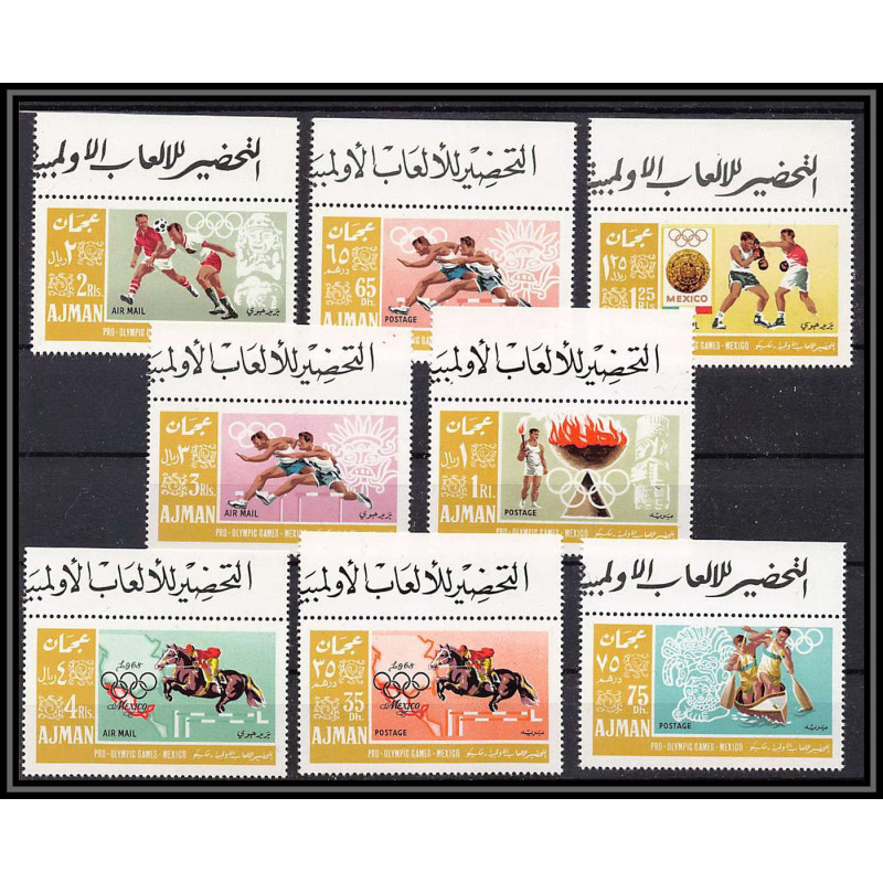 099a - Ajman MNH ** N°189/196 A jeux olympiques (summer olympic games) Mexico 68 show jumping canoe Football soccer